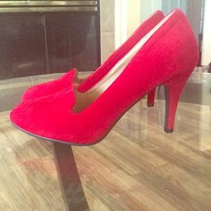 Red, velvet heels